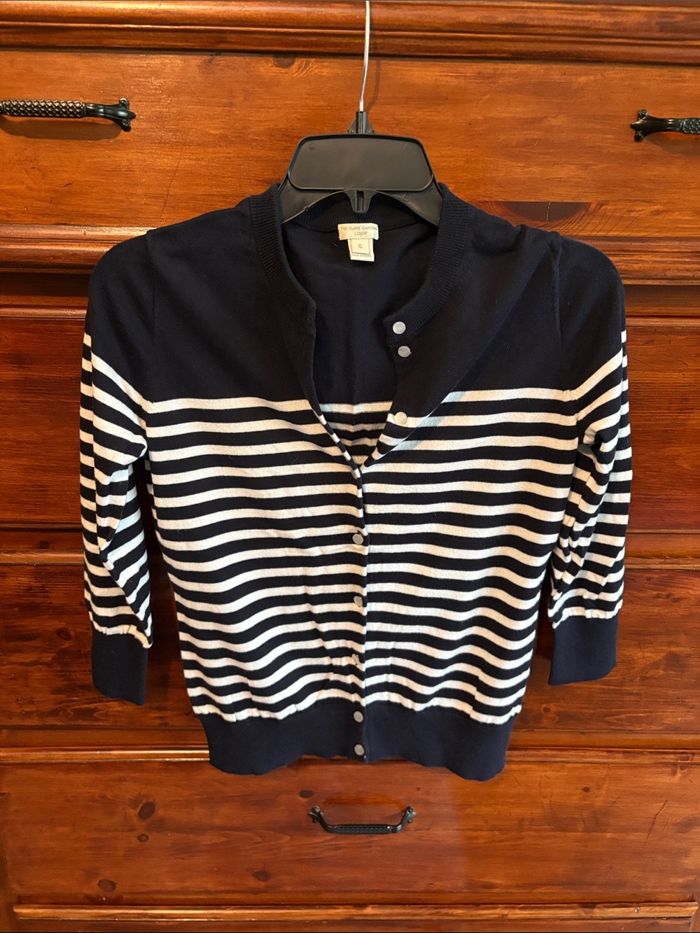 J. Crew Navy and White Striped Button-Front Cardigan